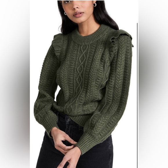 🔥Madewell | Hollydene Ruffle-Shoulder Pullover Sweater Grey Small Long Sl… - Picture 3 of 11